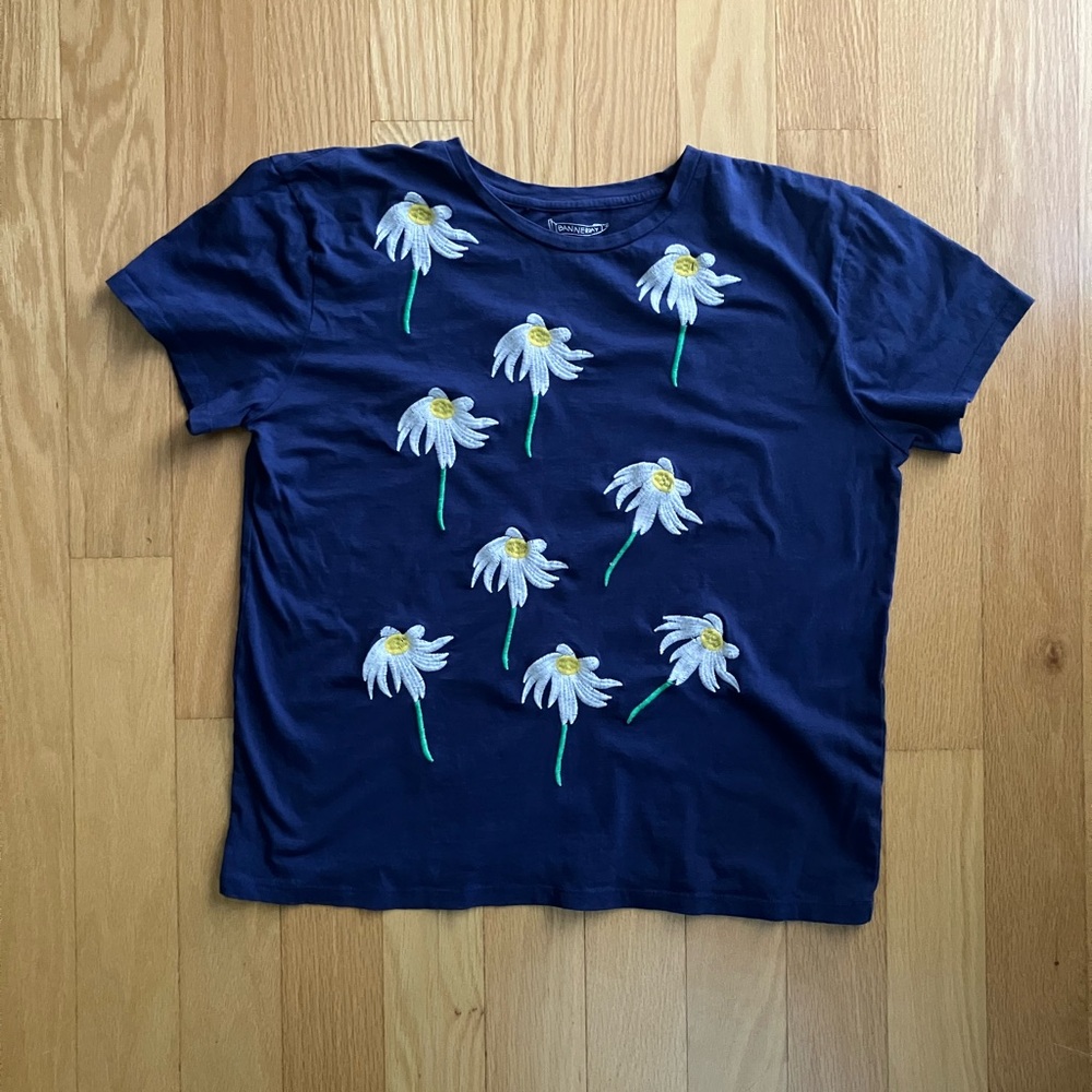 Banner Day Navy Blue Shirt with Daisy Embroidery size 2